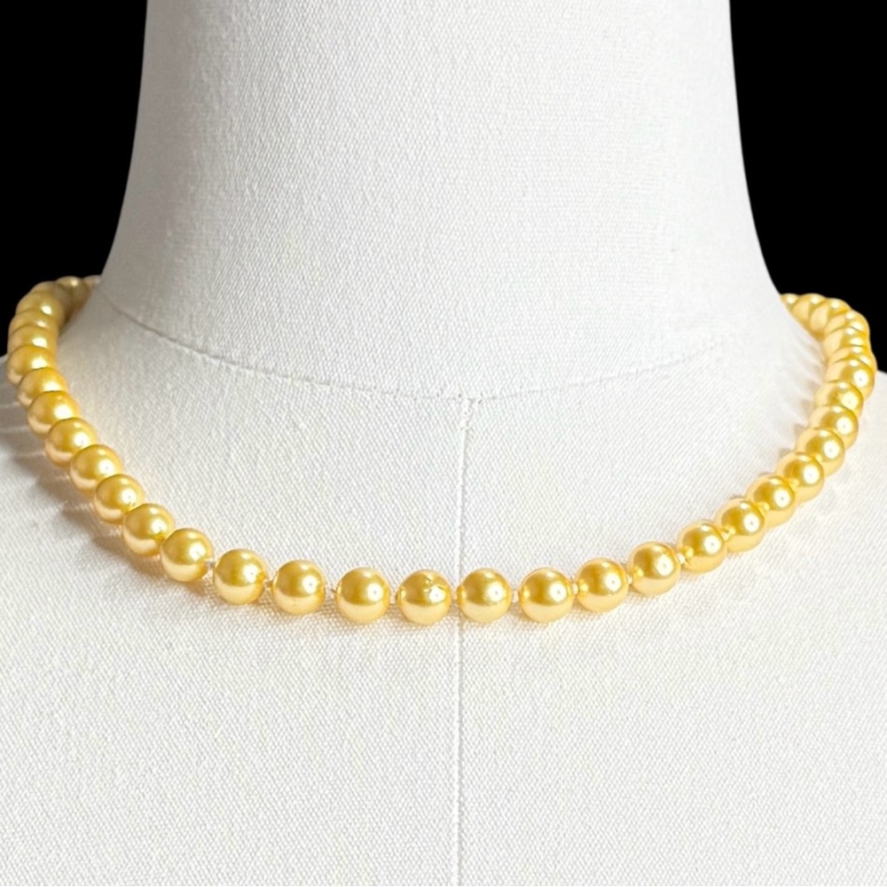 Elegant Gold Glass Pearl Choker Necklace